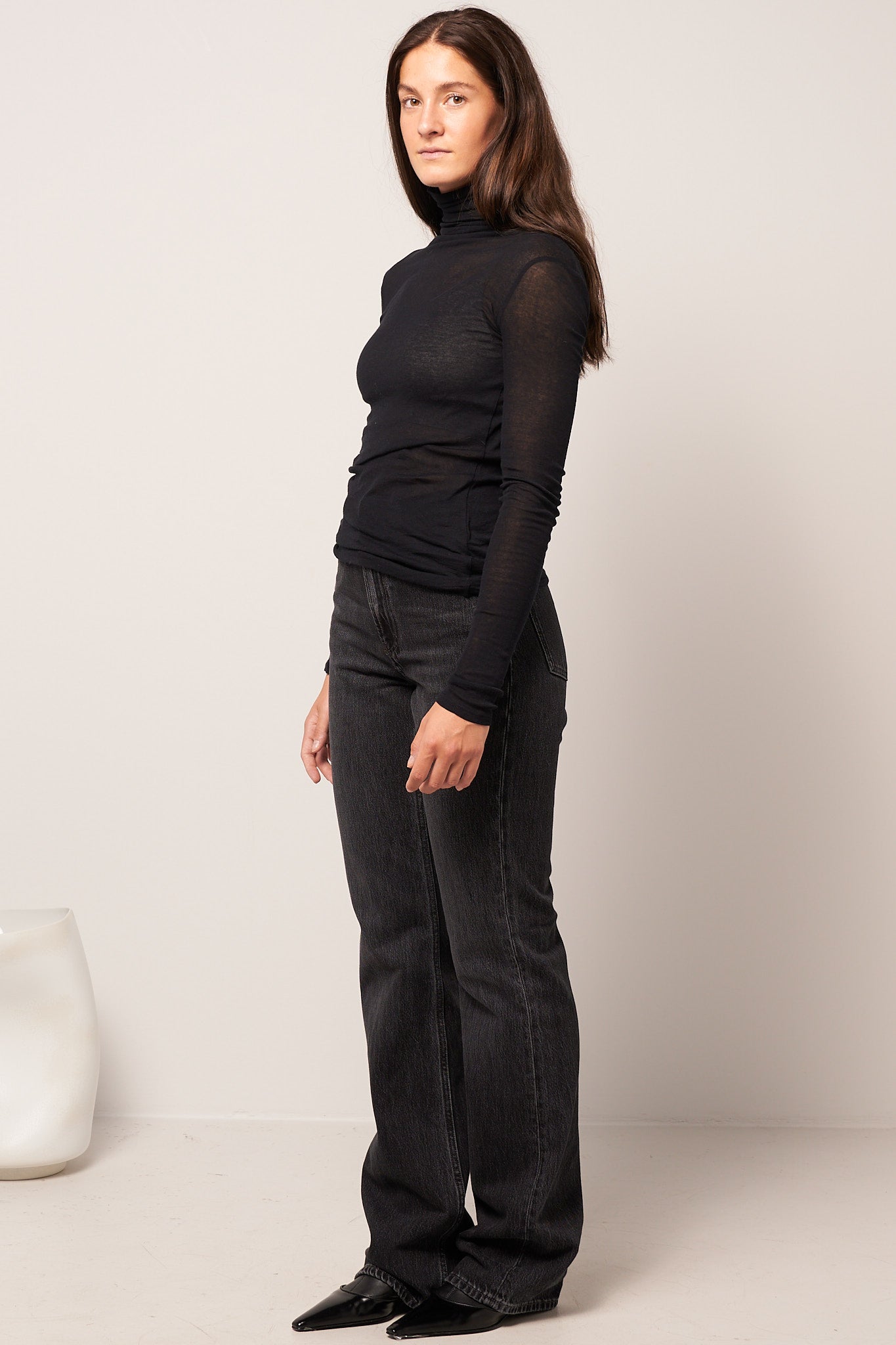 Massachusetts Roll Neck Long Sleeve Top Black