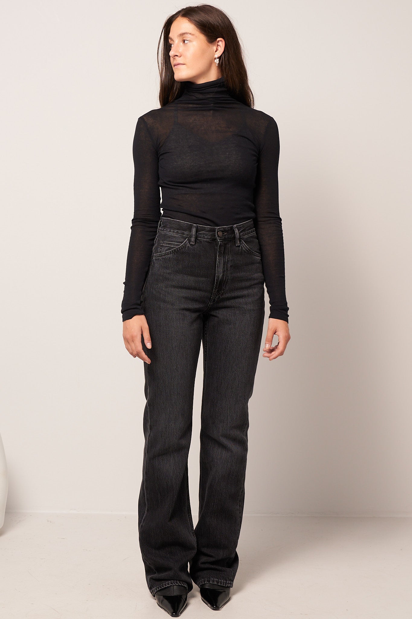 Massachusetts Roll Neck Long Sleeve Top Black