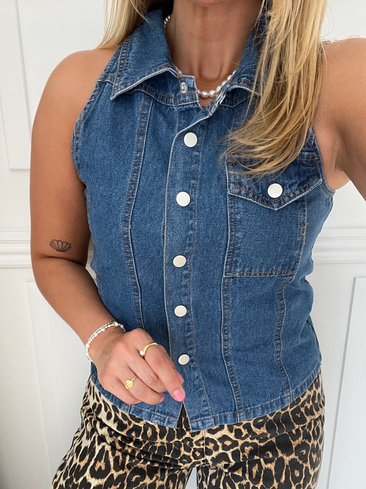 Neo Noir Sylvie Denim Top Blue Rabat