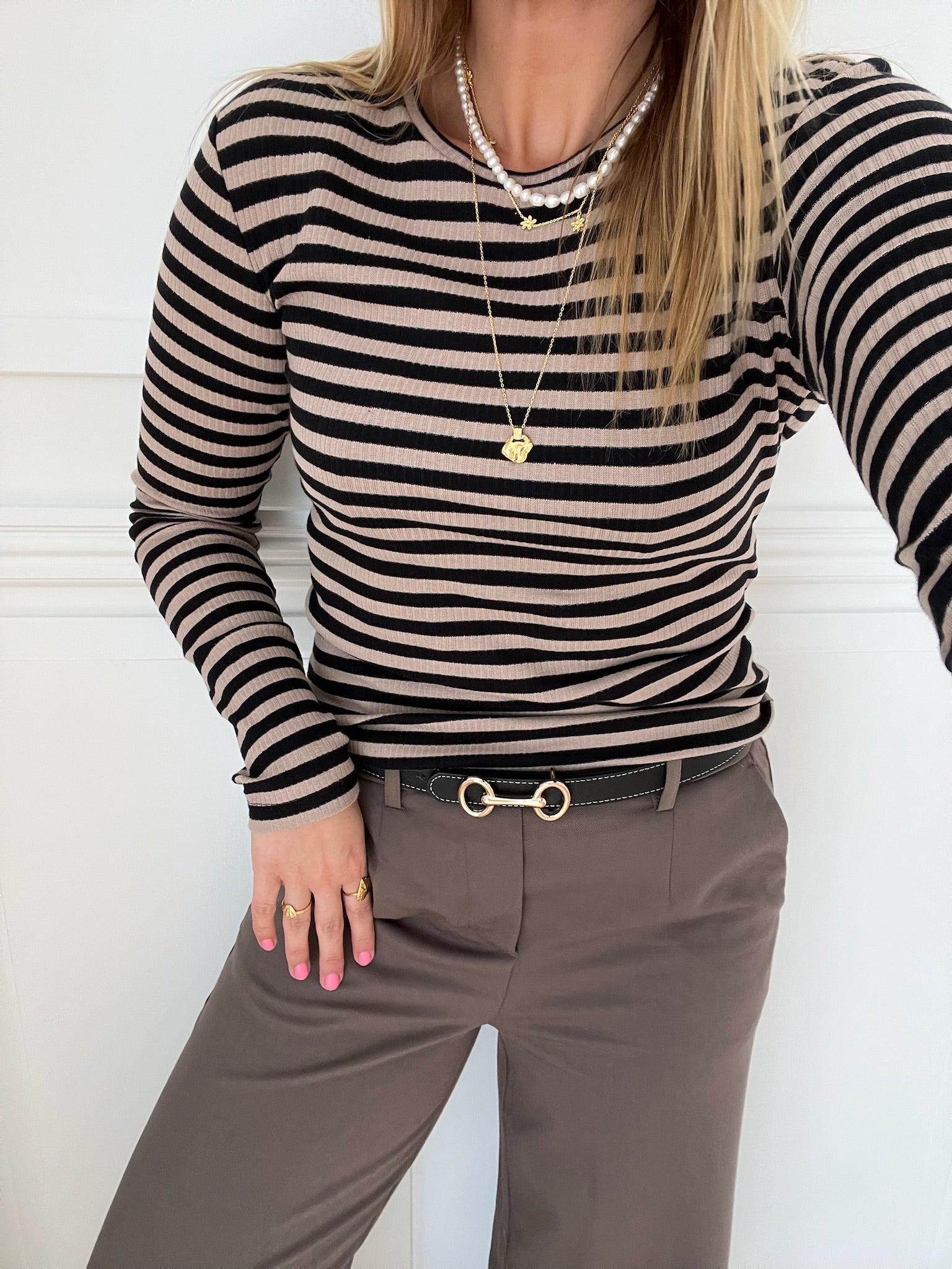Pieces Ruka LS Top SilverMink/Black NO25