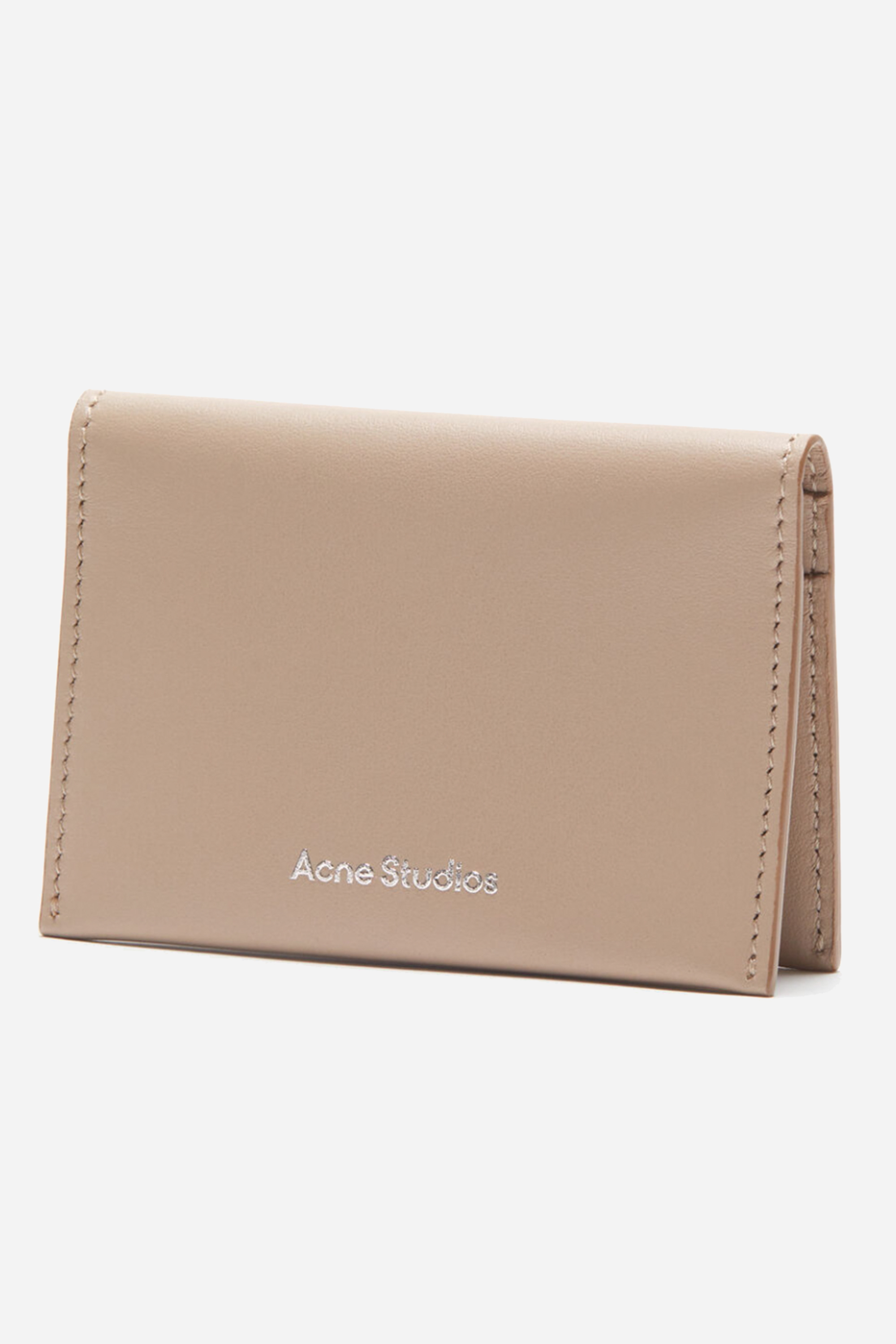 Folded Leather Wallet Taupe Beige