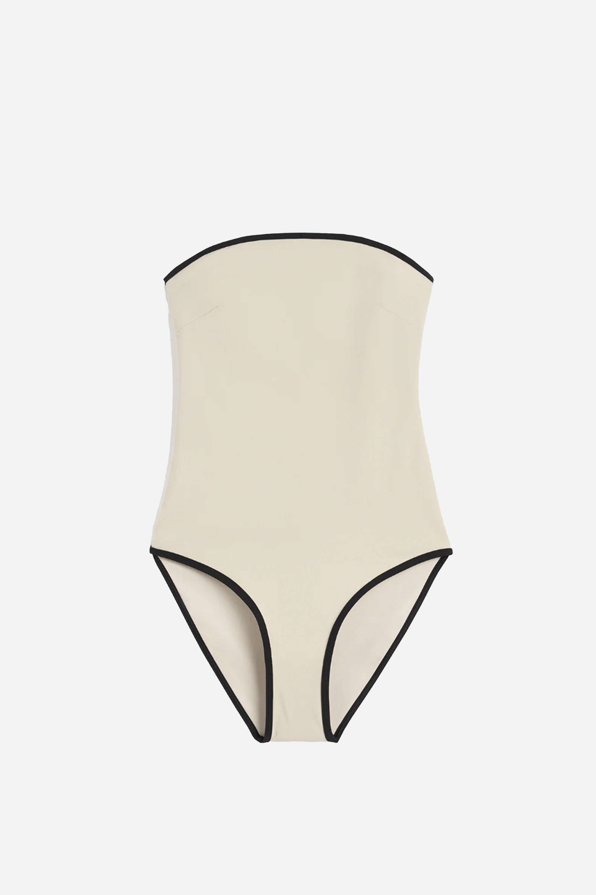 Stripe Edge Strapless Swimsuit Light Hay