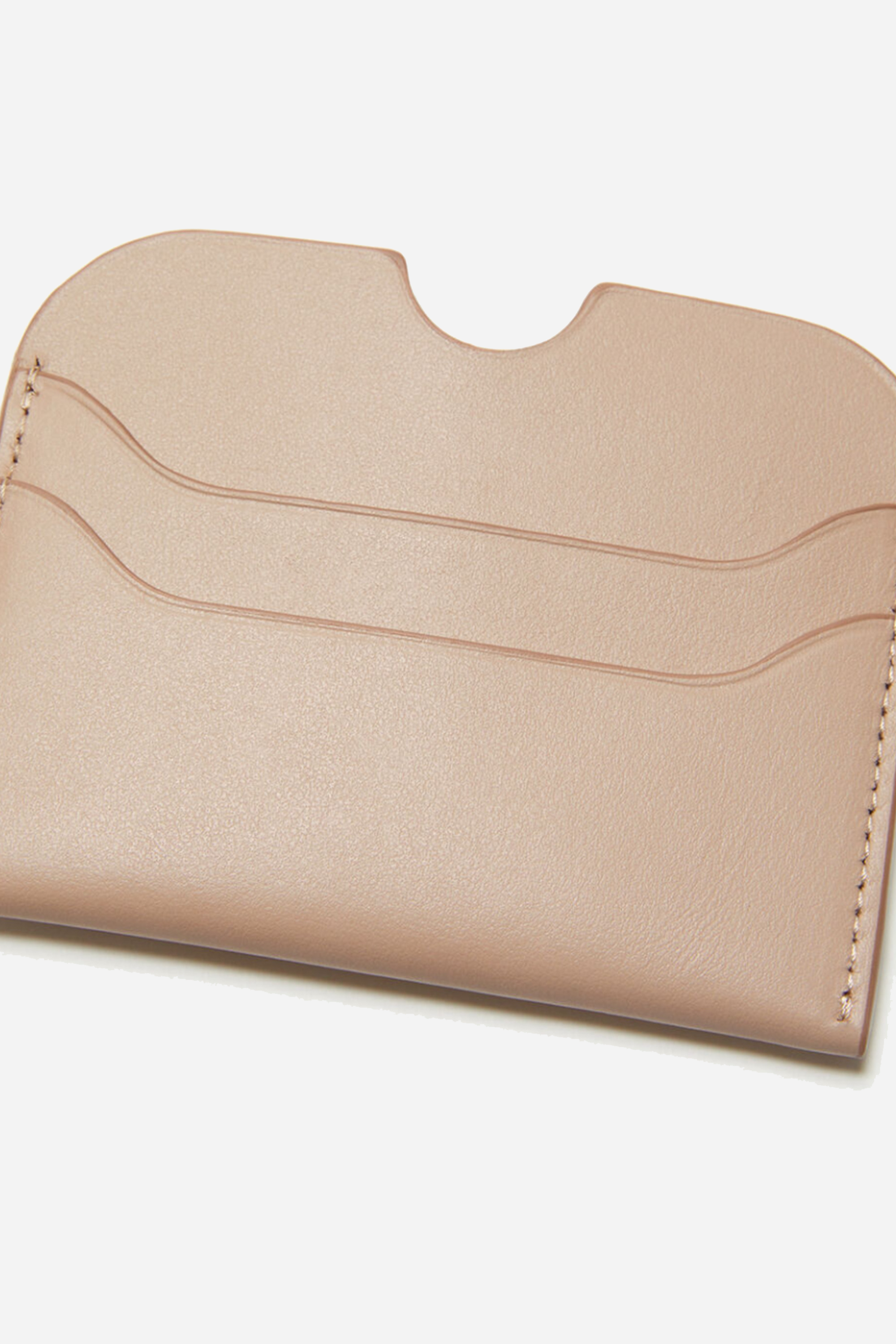 Leather Card Holder Taupe beige