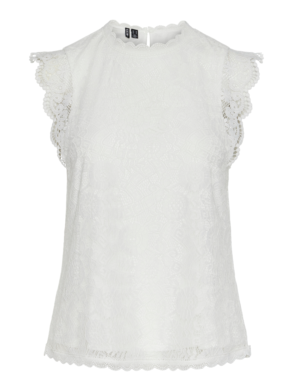 Pieces Olline SL Lace Top Cloud Dancer