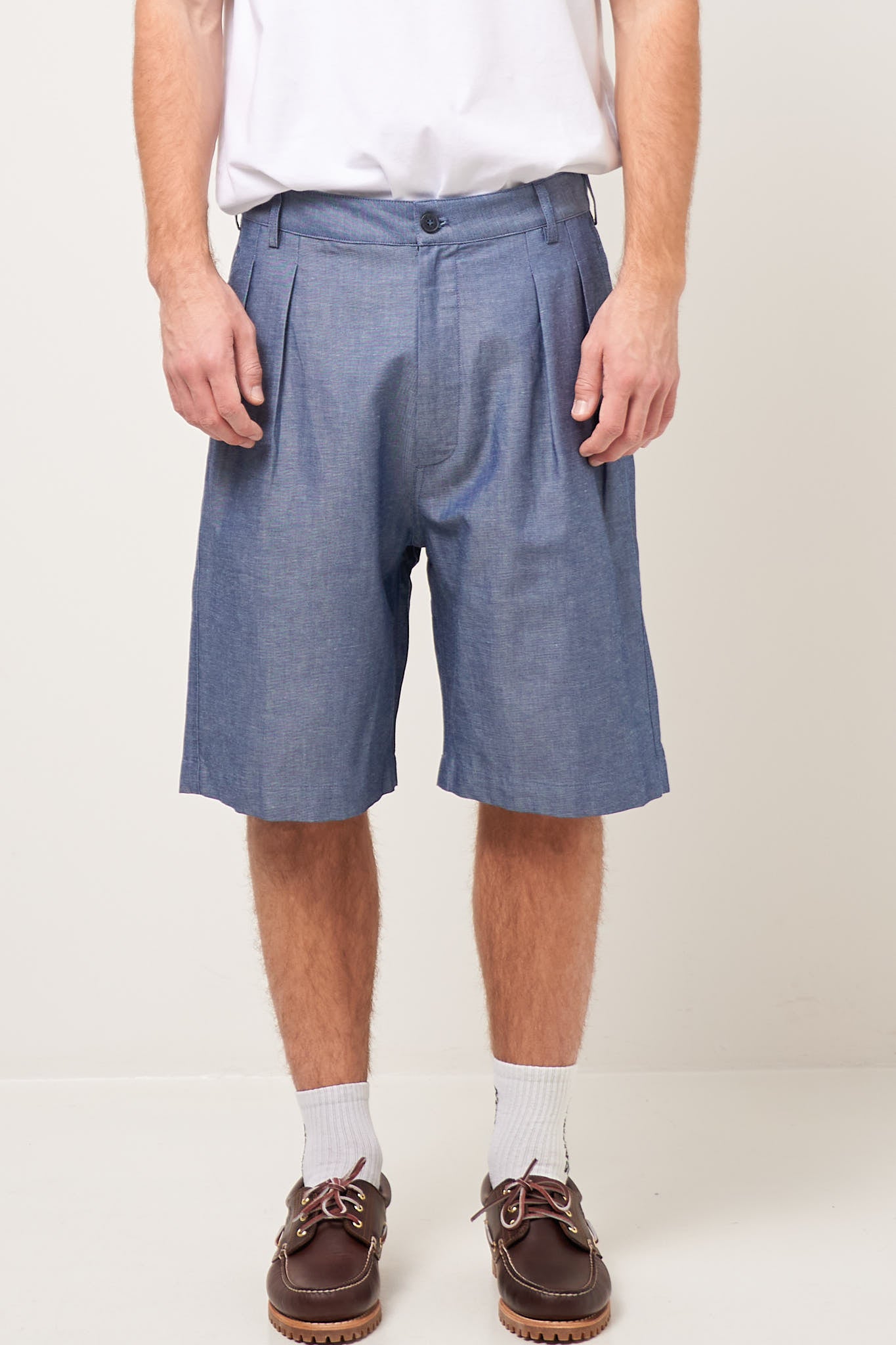 Fold Shorts Linen Denim