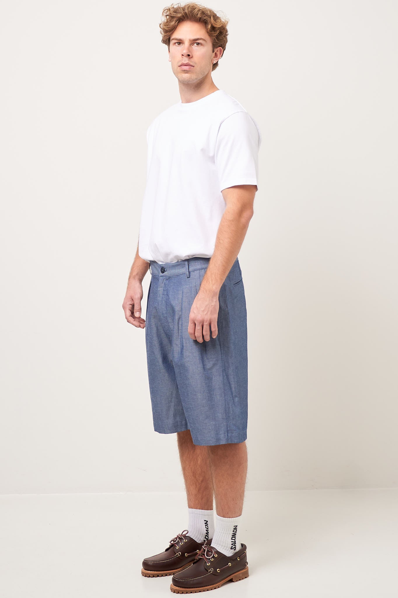 Fold Shorts Linen Denim