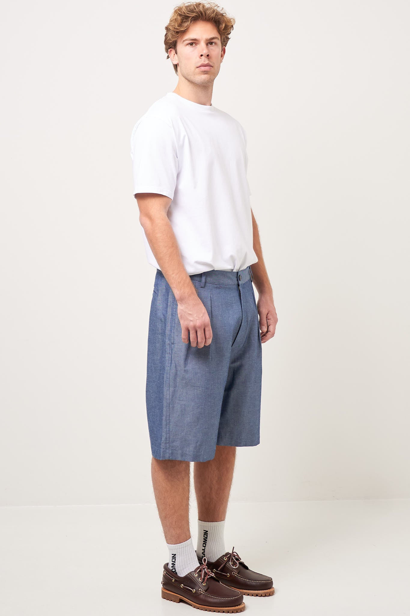 Fold Shorts Linen Denim