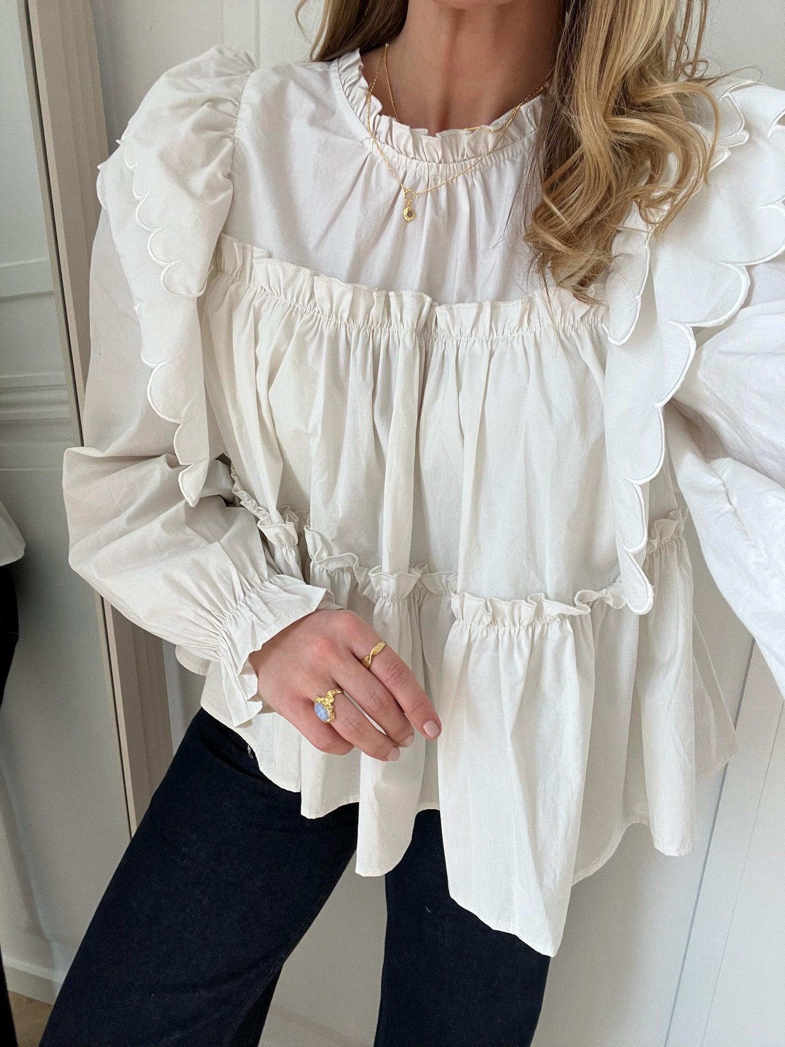 Object Hope LS Bluse White Sand