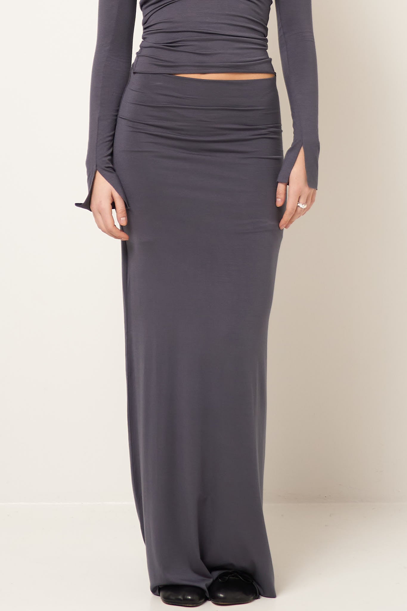 Long Skirt Anthracite Online Hot Salg
