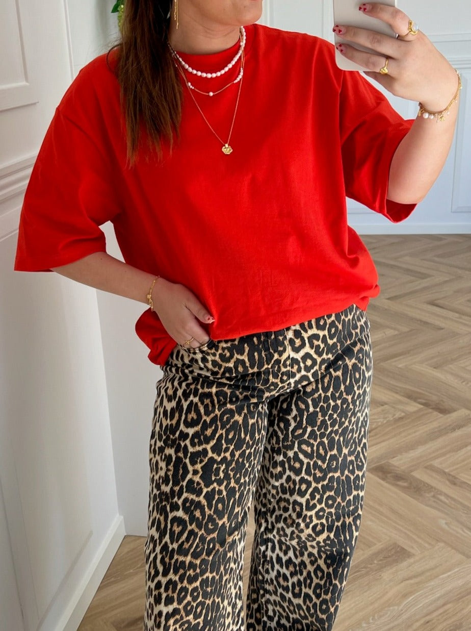 Object Gima 2/4 Oversize T-shirt Fiery Red / Col NO25 Rabat