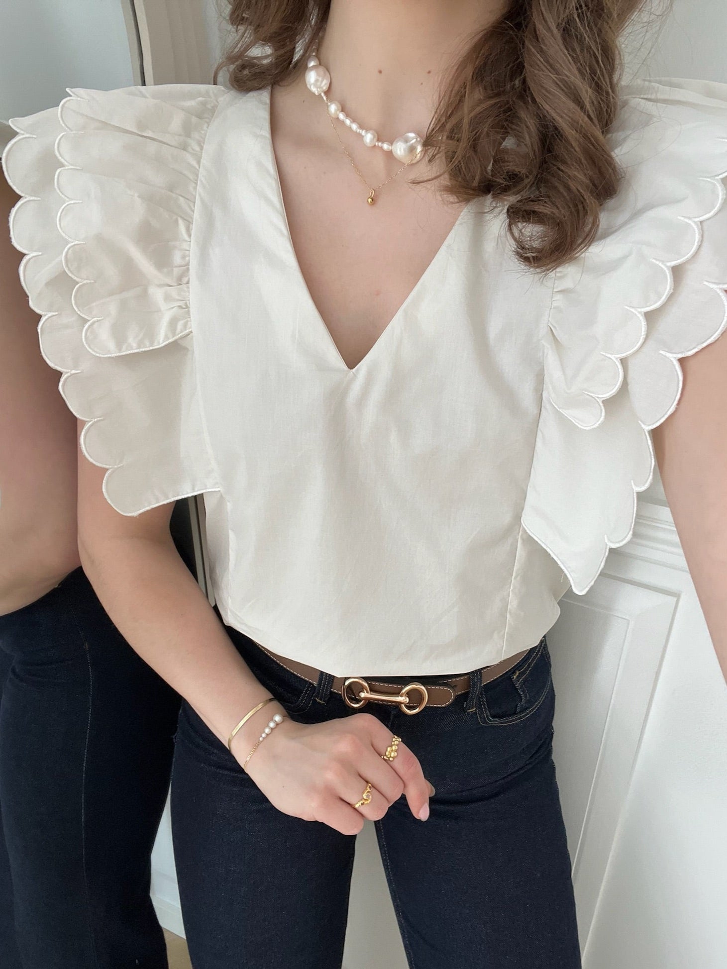 Object Hope Papaya Nour SS Top White Sand