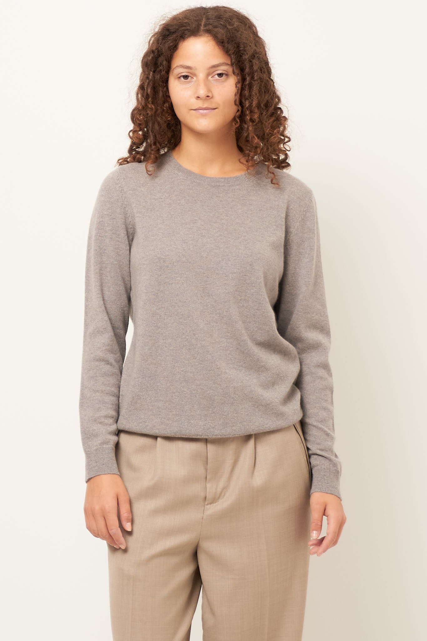 Vigga Cashmere Sweater Taupe Online Hot Salg