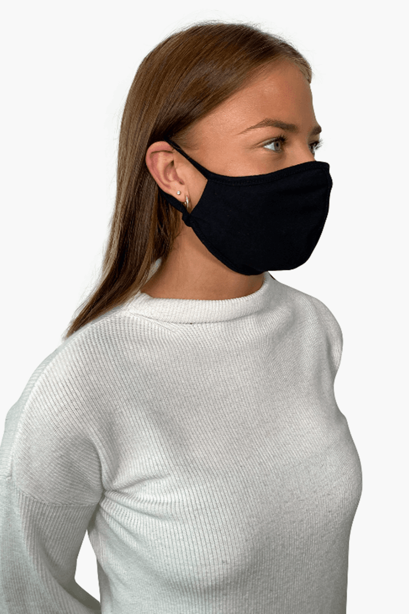 10 stk. Stofmaske med 3 lag - Sort (økologisk bomuld)
