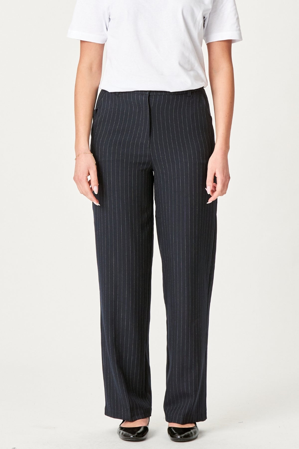 Klassiske Habitbukser - Navy Pinstripe