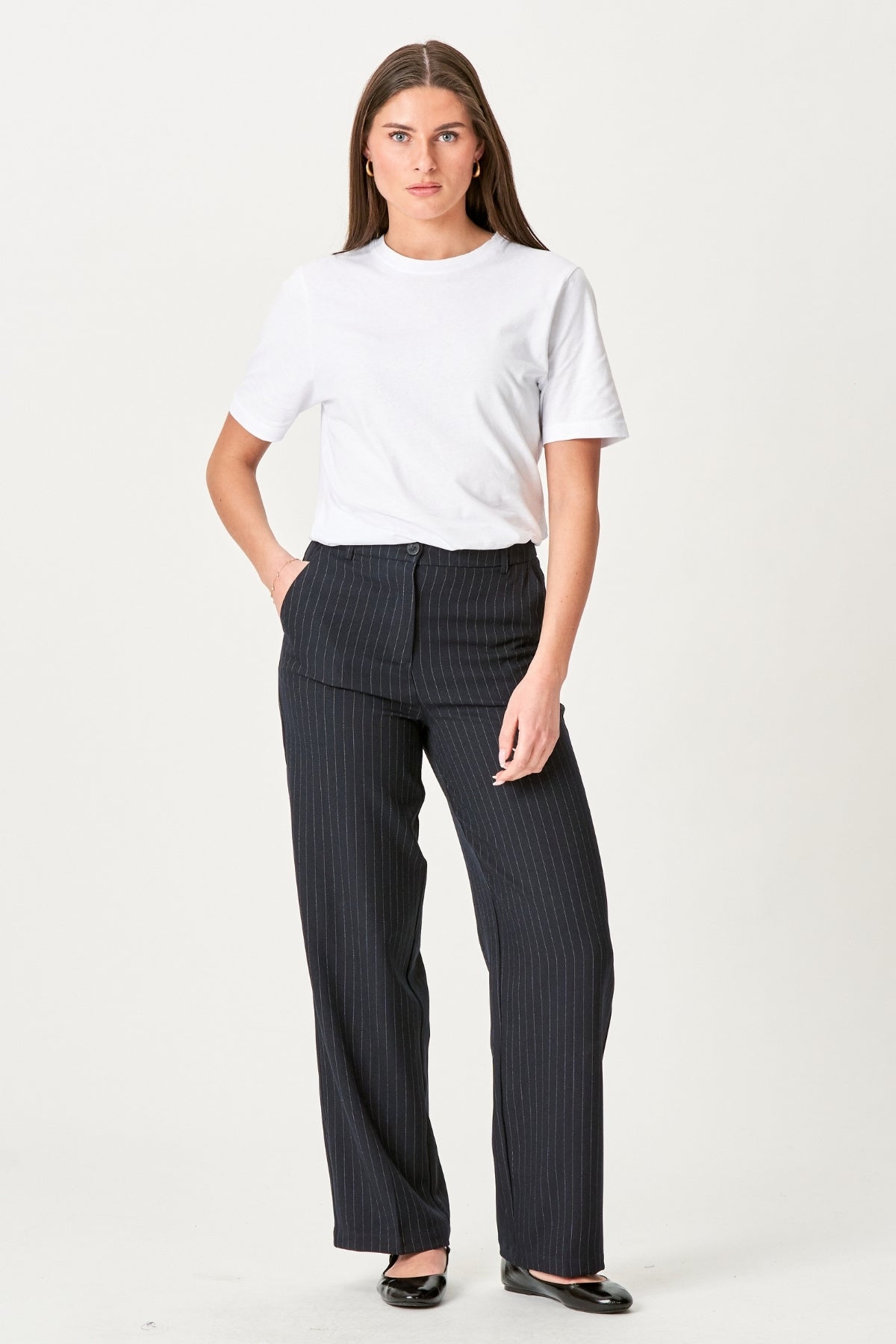 Klassiske Habitbukser - Navy Pinstripe