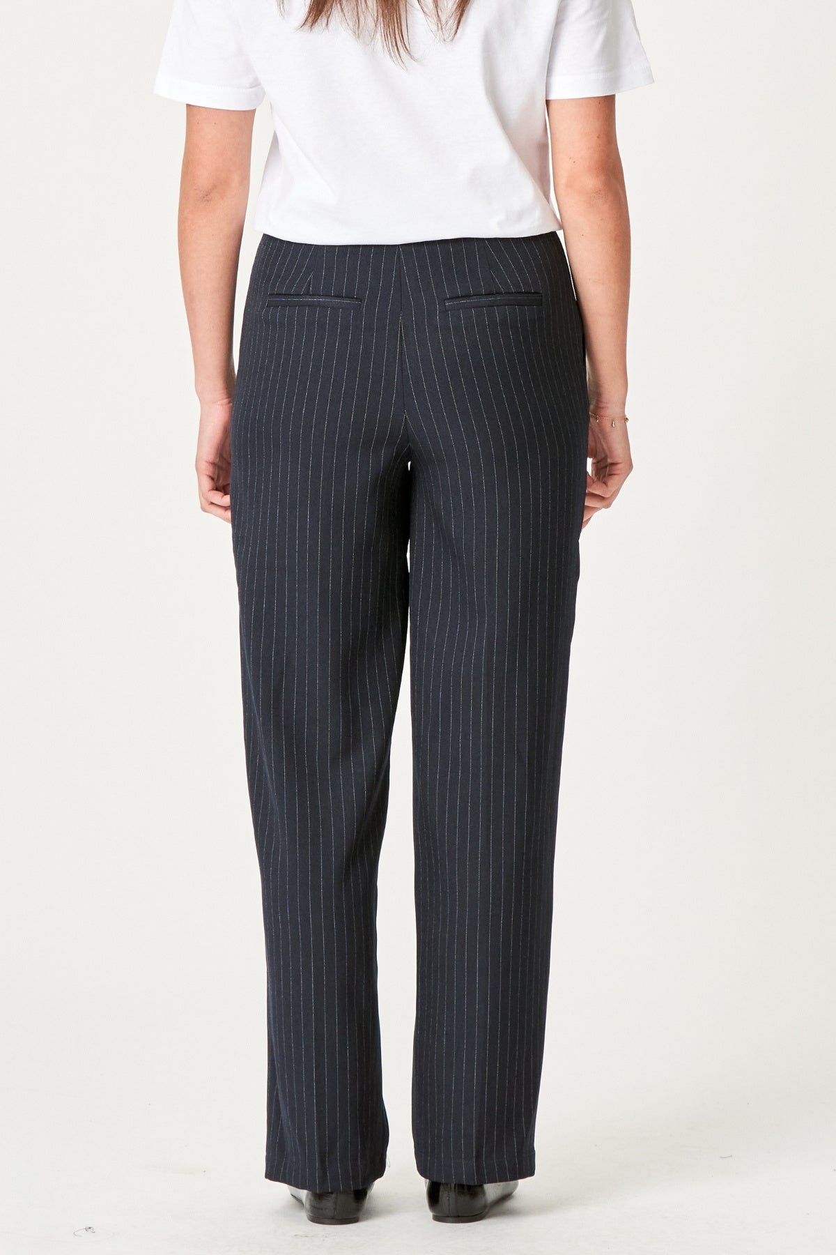 Klassiske Habitbukser - Navy Pinstripe