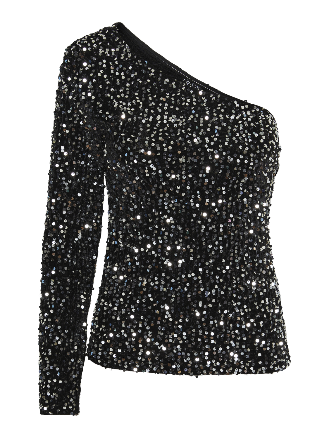 Pieces Nylla Ls One Shoulder Top Black Hot på udsalg