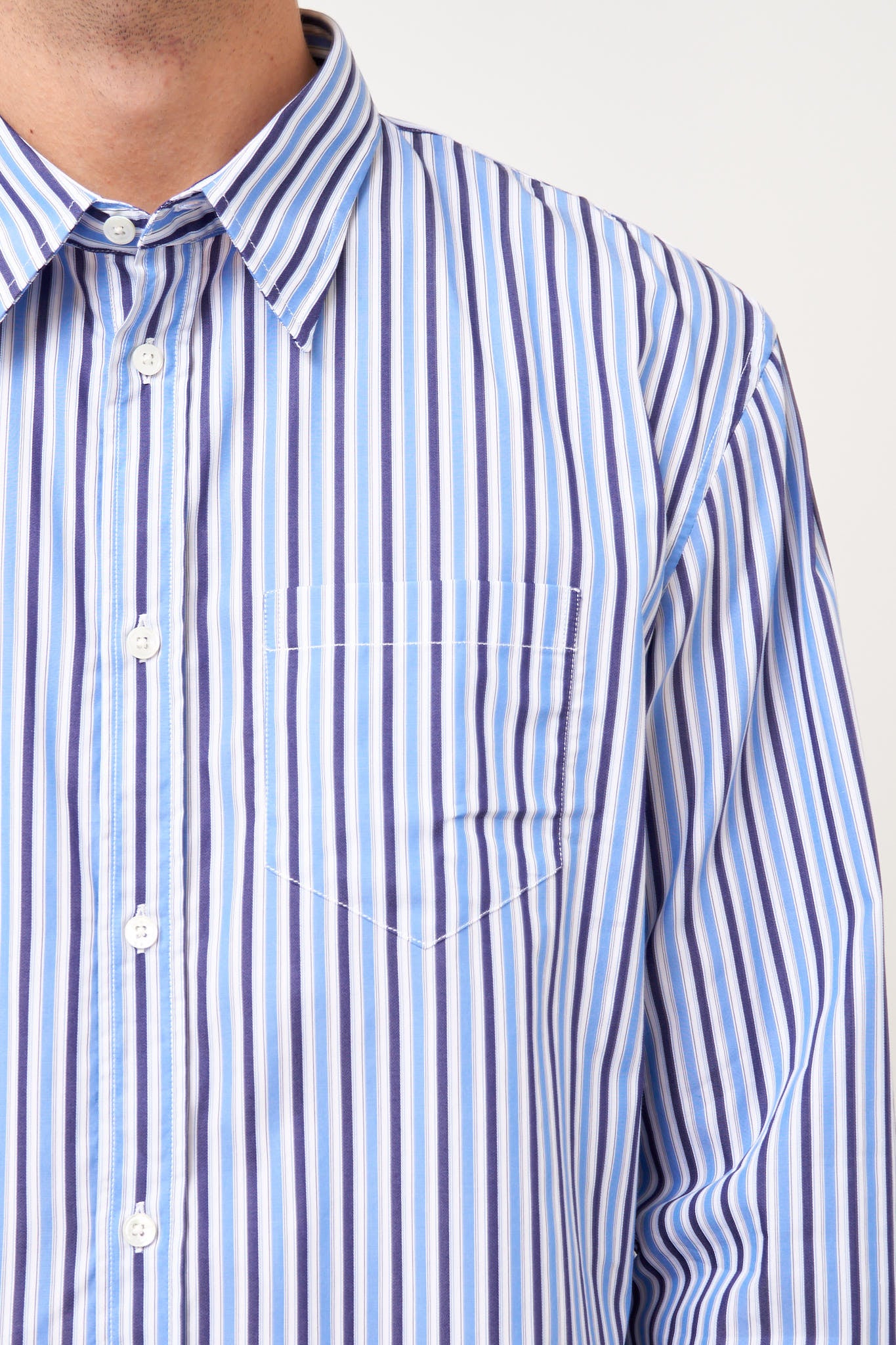 Brook Shirt White/Navy/Sky Blue Stripe