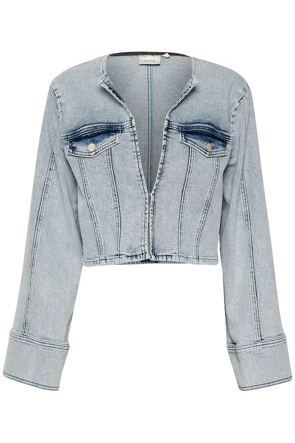 Gestuz Siw Short Jakke Light Blue Washed Mode