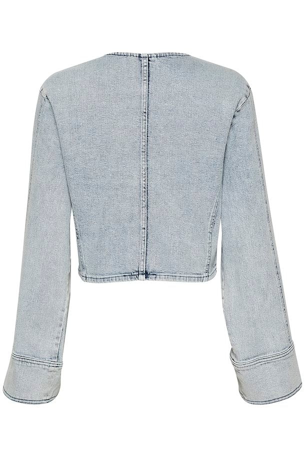 Gestuz Siw Short Jakke Light Blue Washed Mode