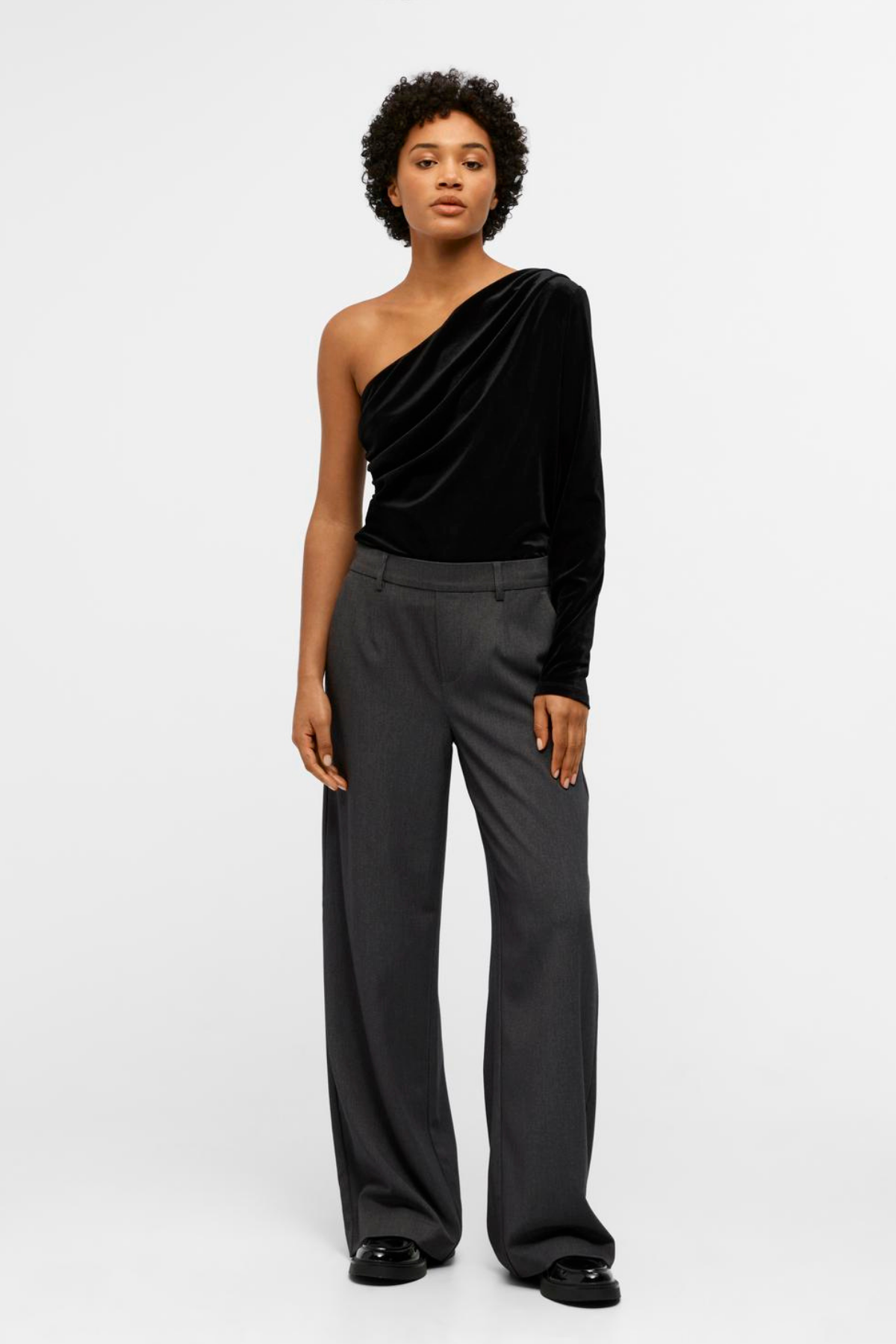 Lisa Wide Pant - Medium Grå Melange