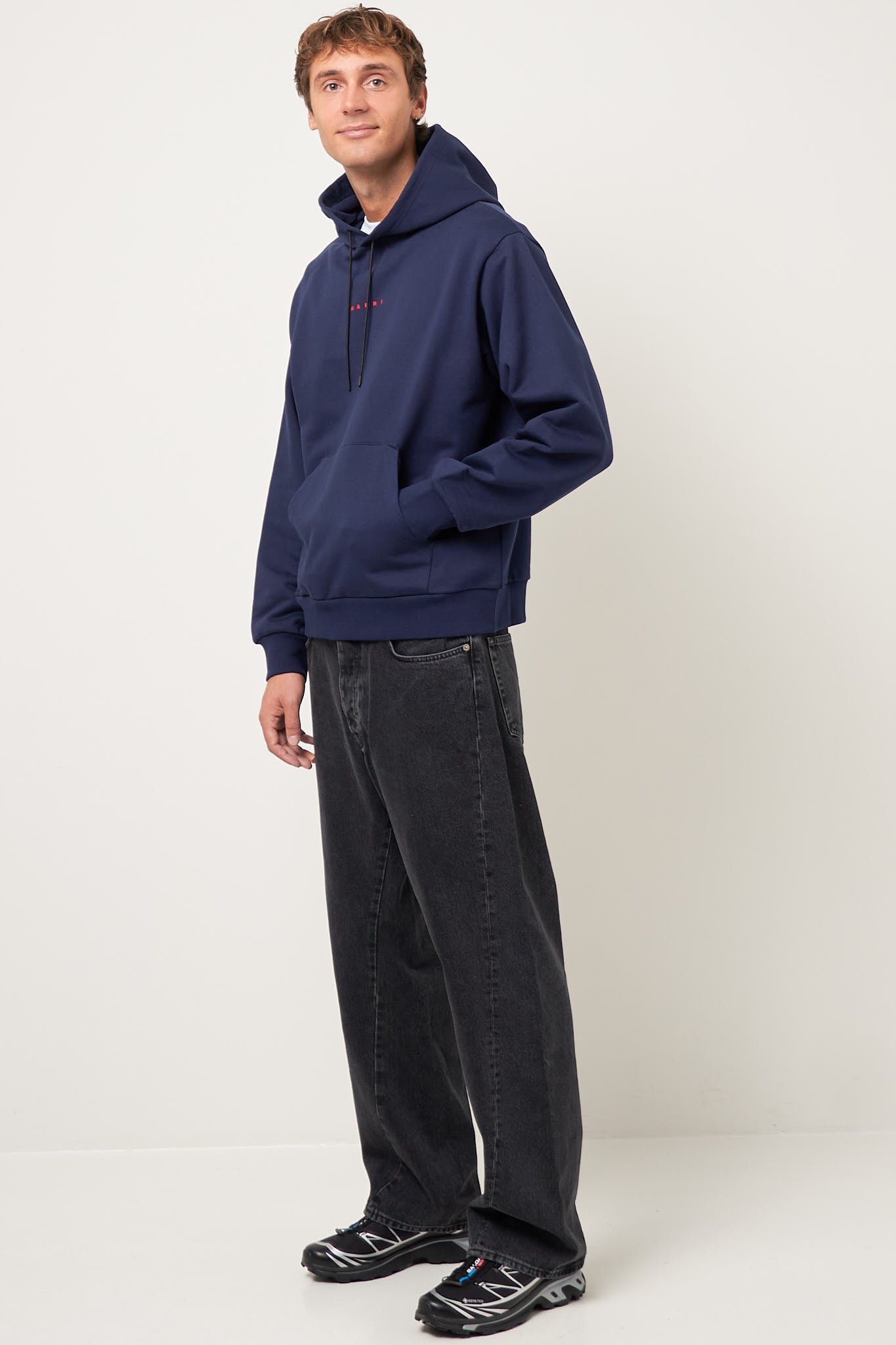 Marni Logo Hoodie Blue Kyanite Rabat