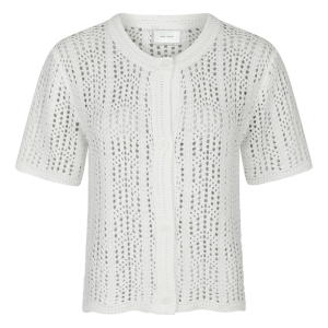 Neo Noir Ellen Crochet Knit Cardigan White