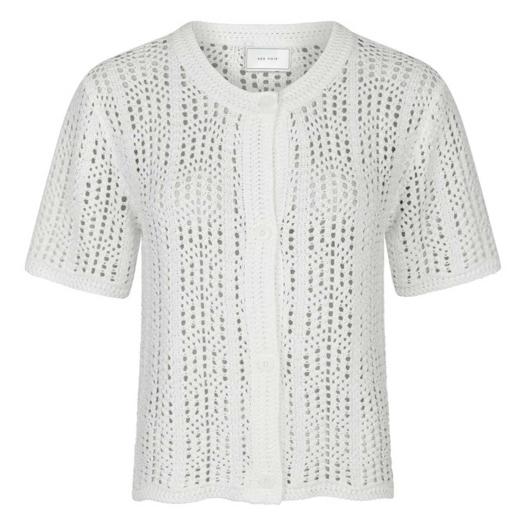 Neo Noir Ellen Crochet Knit Cardigan White