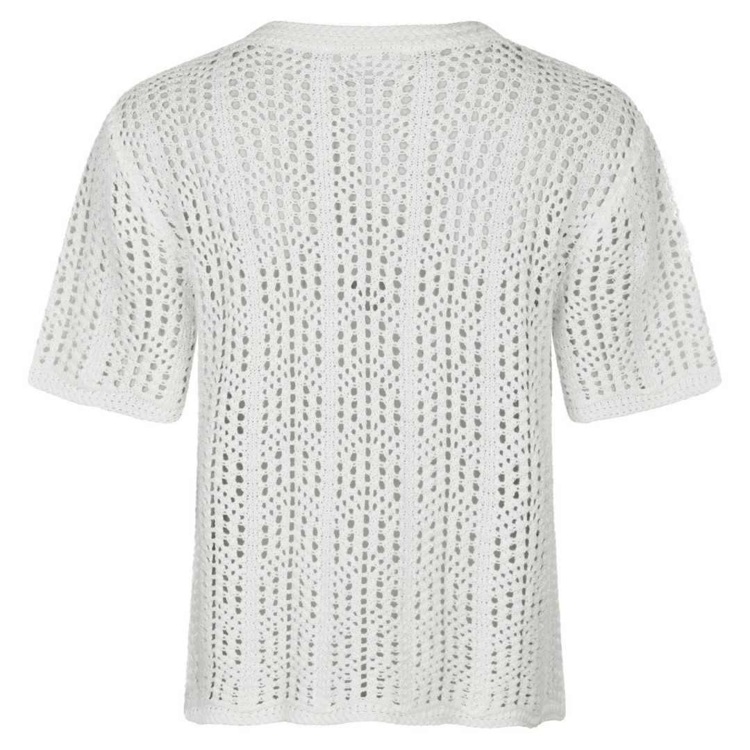 Neo Noir Ellen Crochet Knit Cardigan White