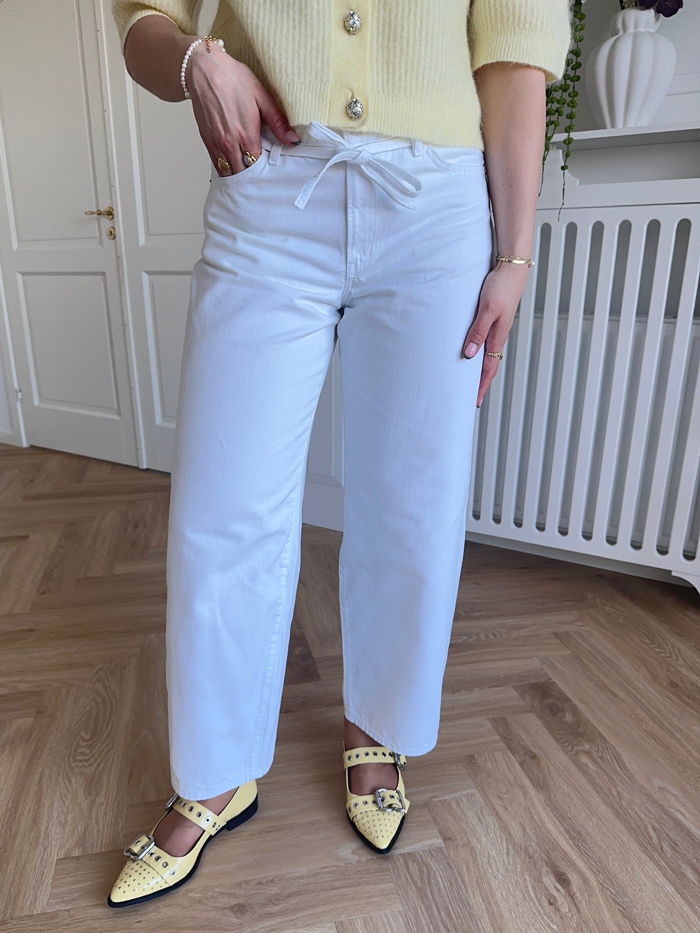 Only Gianna MW Straight Jeans White Denim