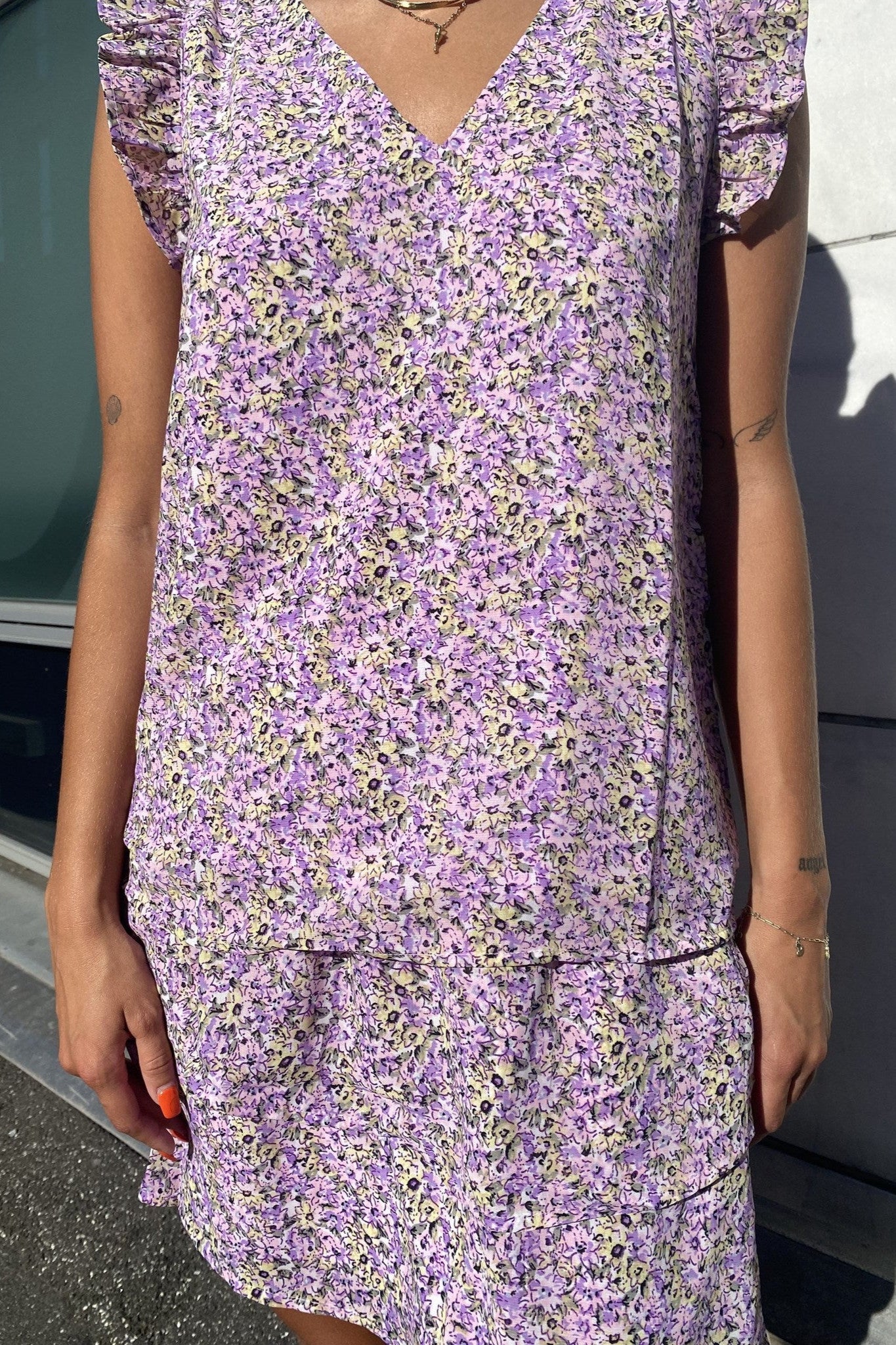 Star Frill V-Neck Bluse - Lemon Meringue Rabat