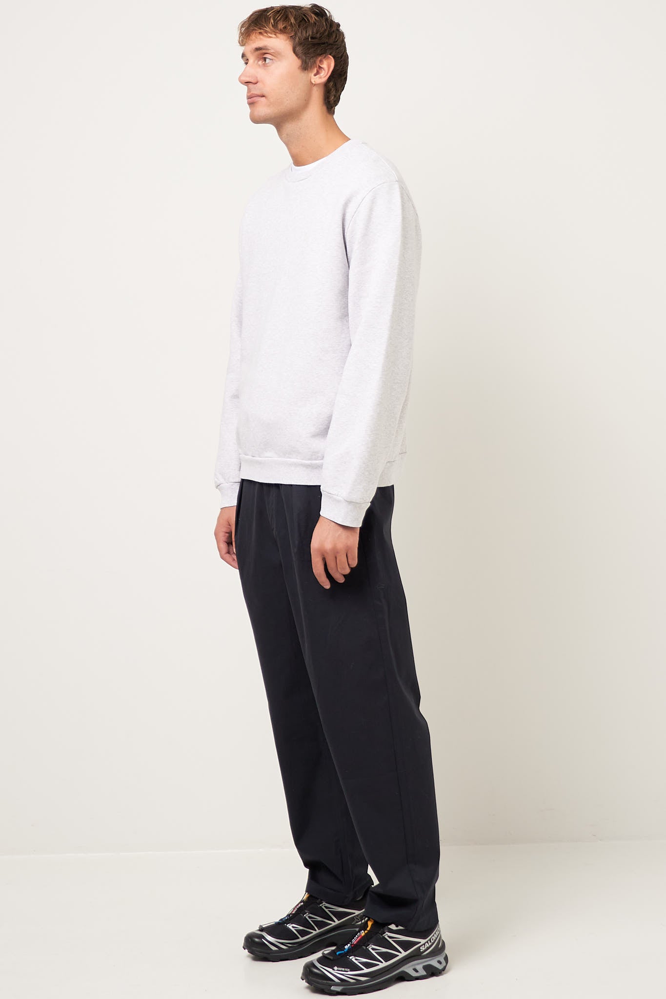 Crew Neck Fleece Sweater Pale Grey Melange