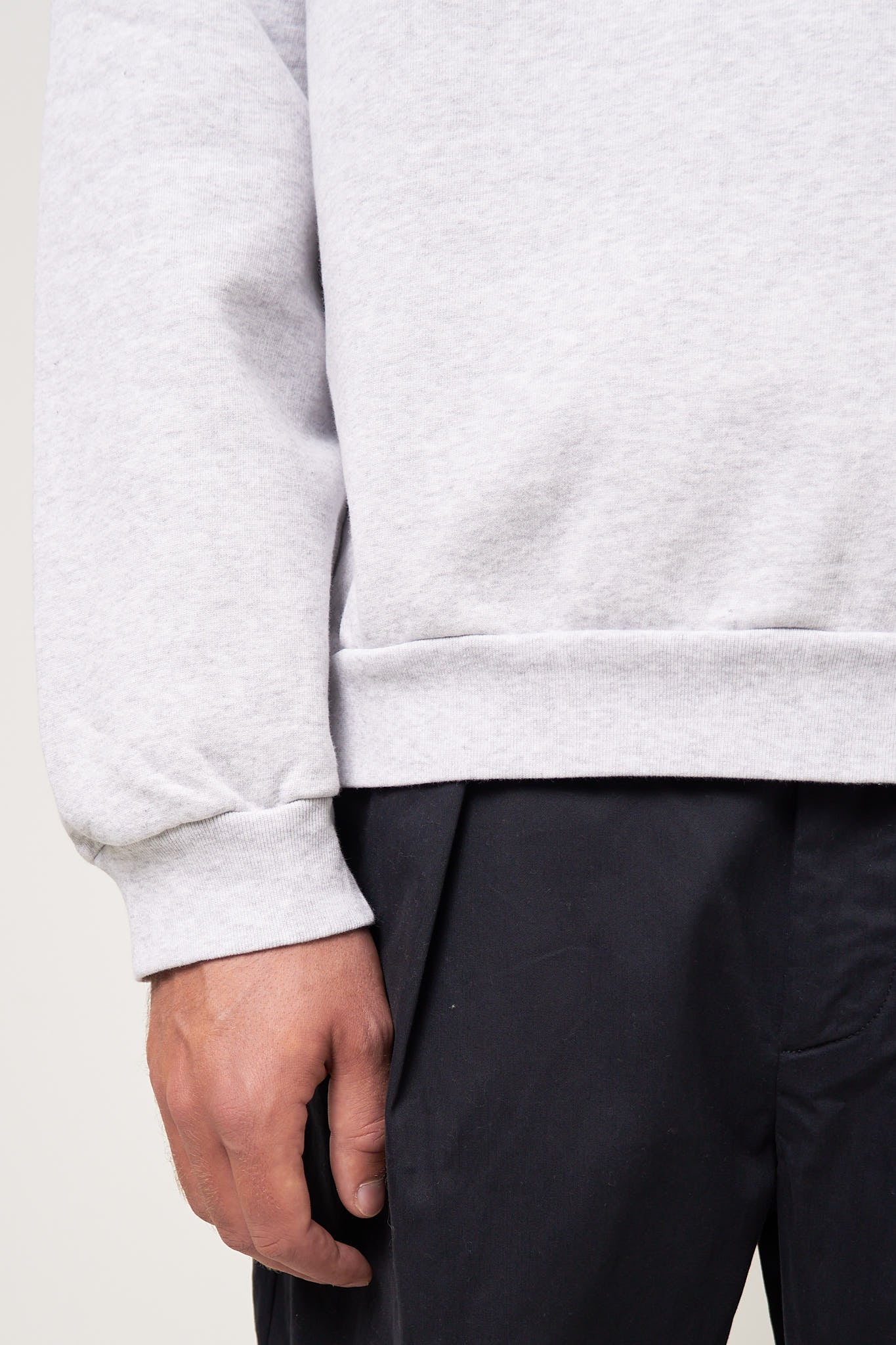 Crew Neck Fleece Sweater Pale Grey Melange