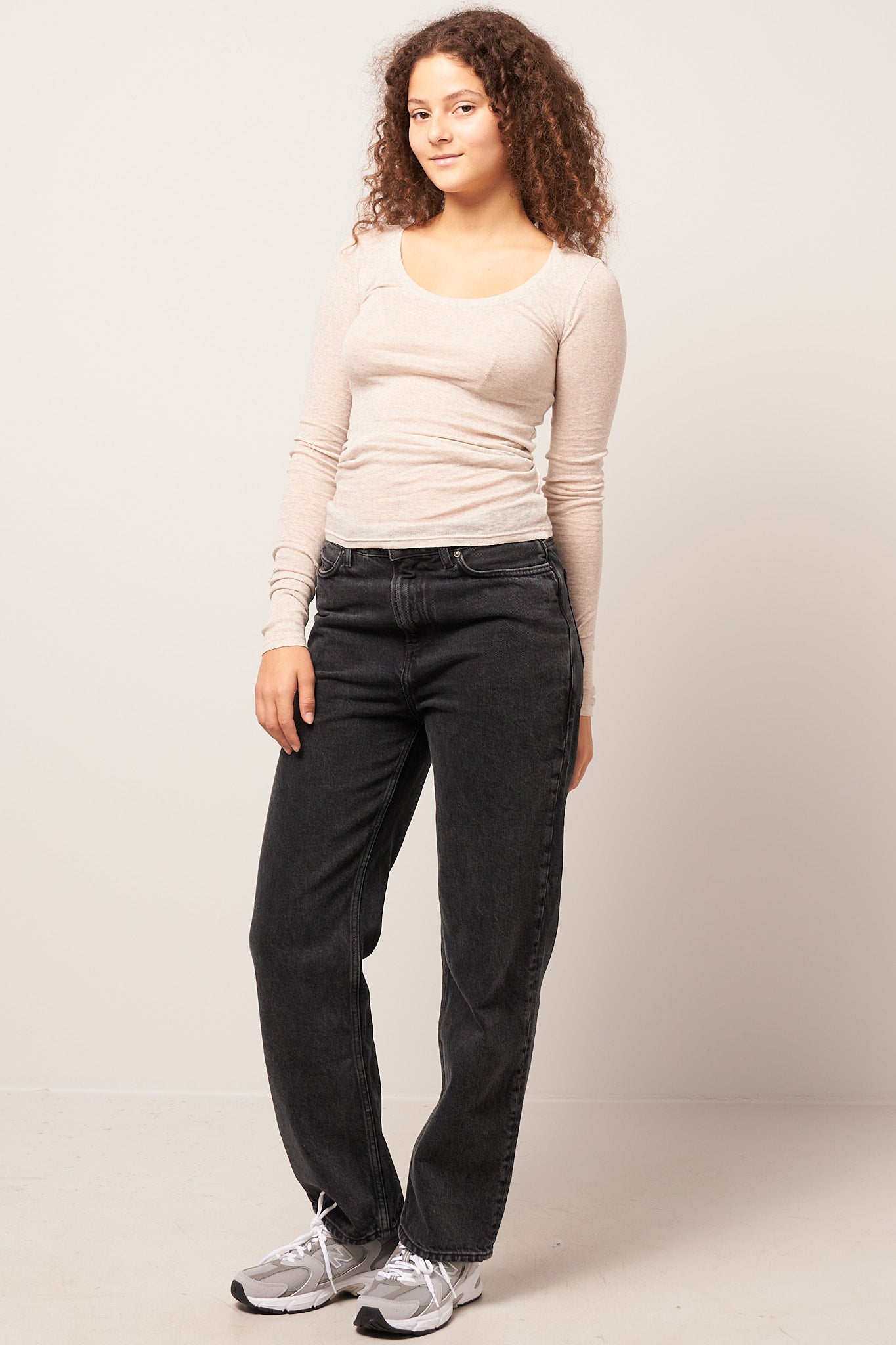 Massachusetts LS T-shirt Cream Melange Online Hot Salg