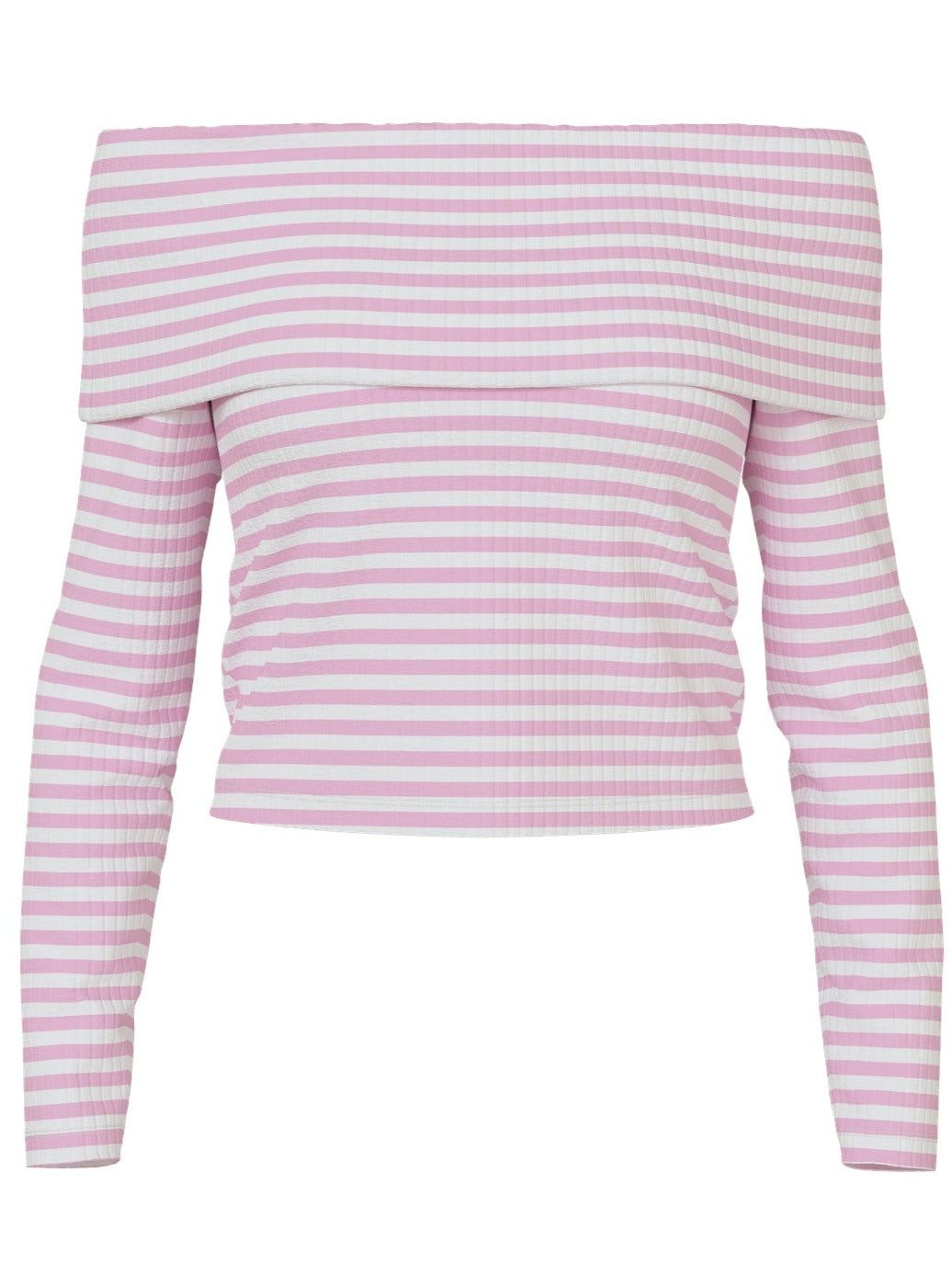 Pieces Laya LS Off shoulder Top Bright White/Pirouette
