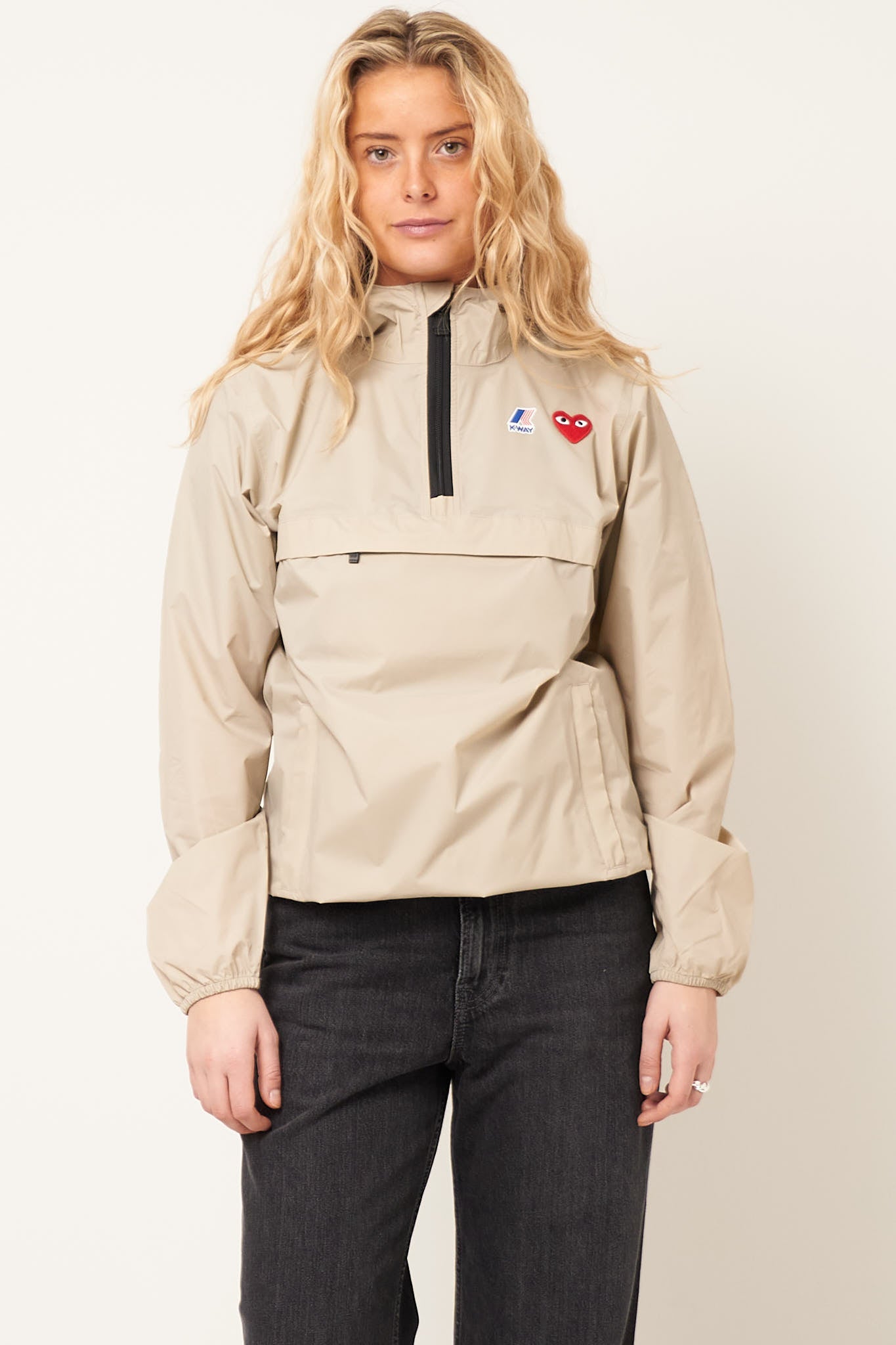 K-Way Hoodie Half Zip Beige Rabat