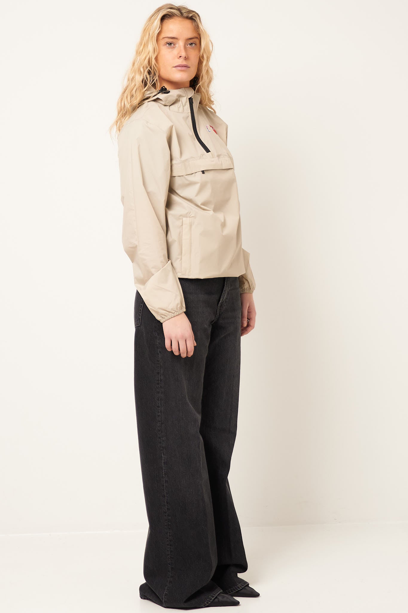 K-Way Hoodie Half Zip Beige Rabat
