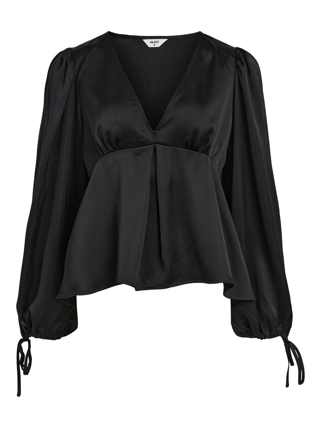 Object Sateeen Volume Bluse Black Mode