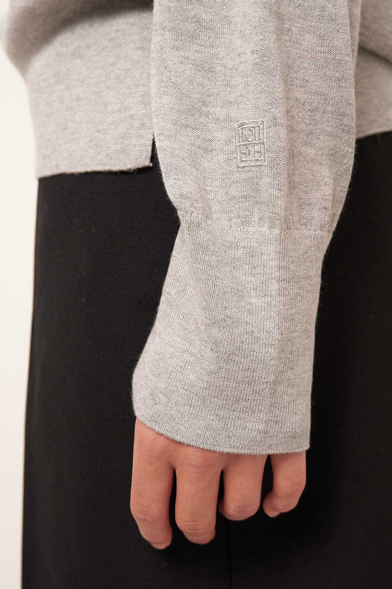 Crew-Neck Silk Cashmere Knit Grey Melange Online nu