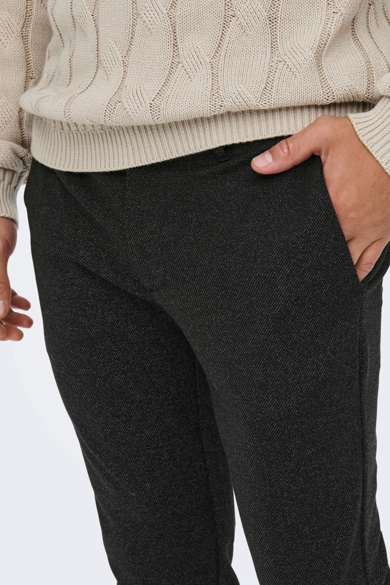 Mark Twill Line Pants - Sort på udsalg