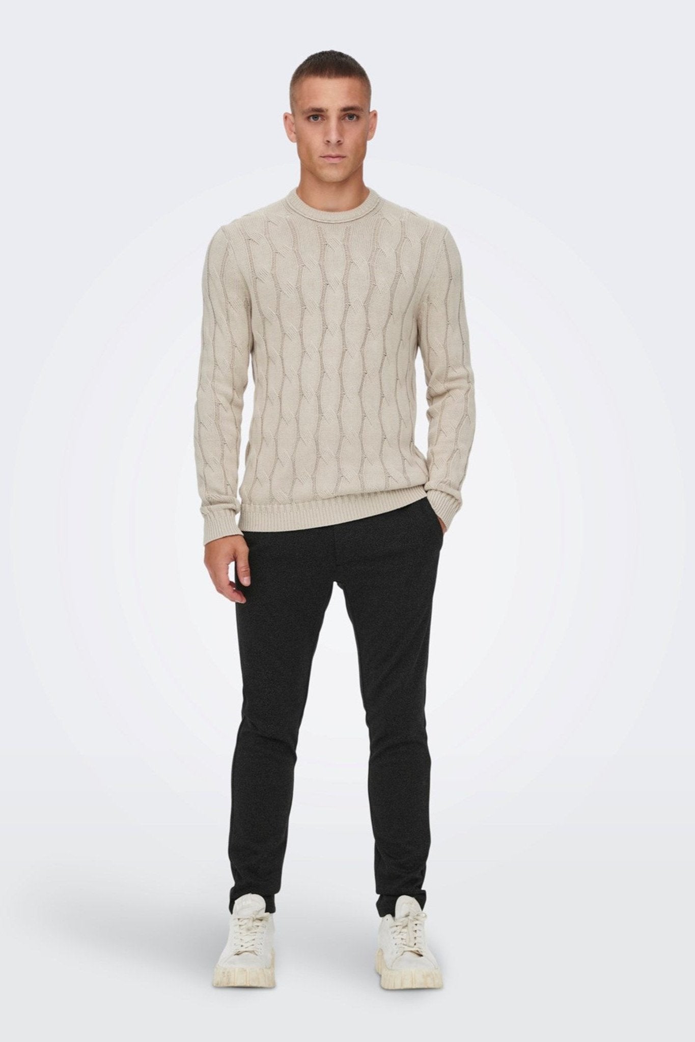 Mark Twill Line Pants - Sort på udsalg