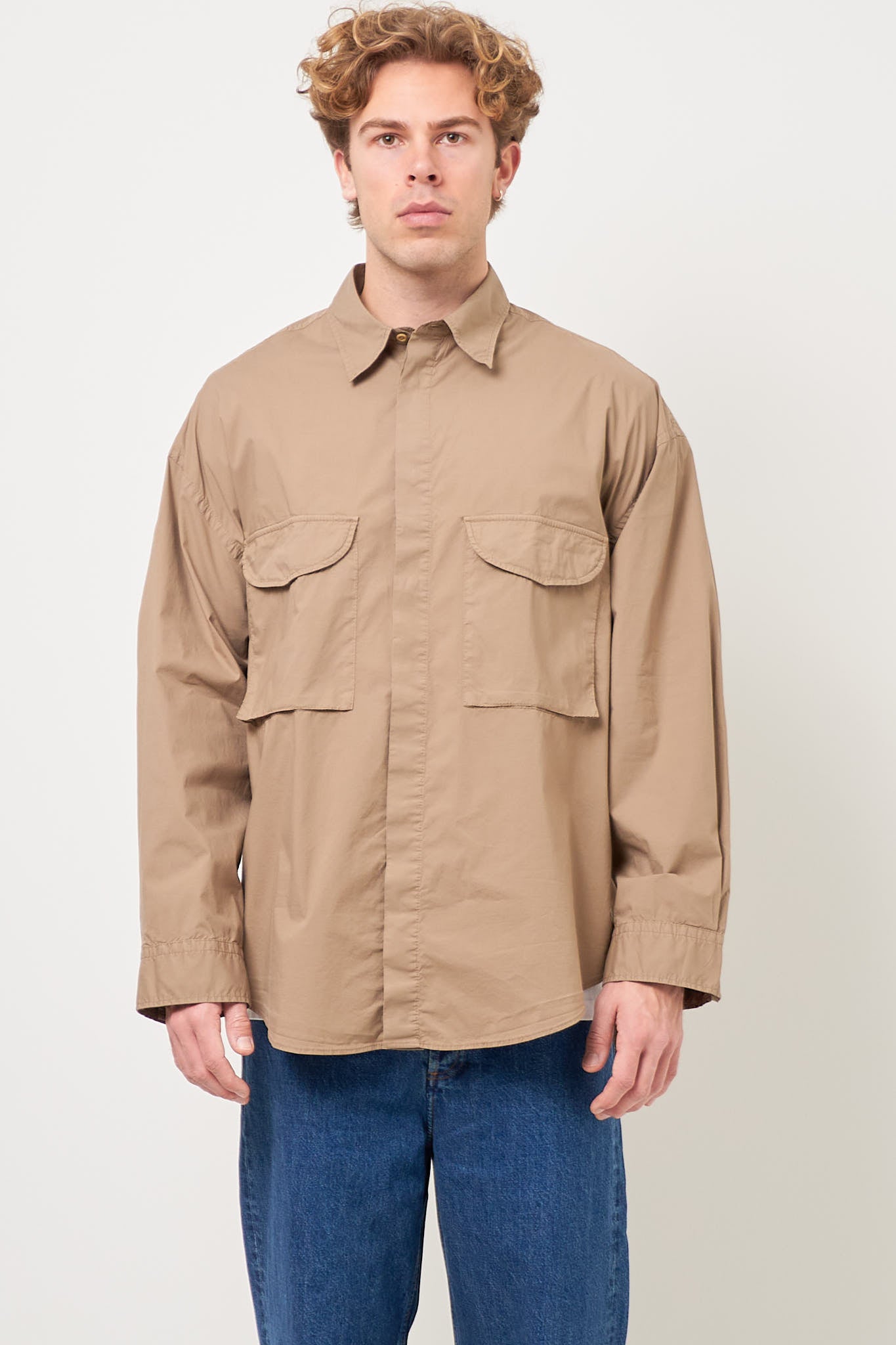 Buttpn-Up Shirt Taupe Brown