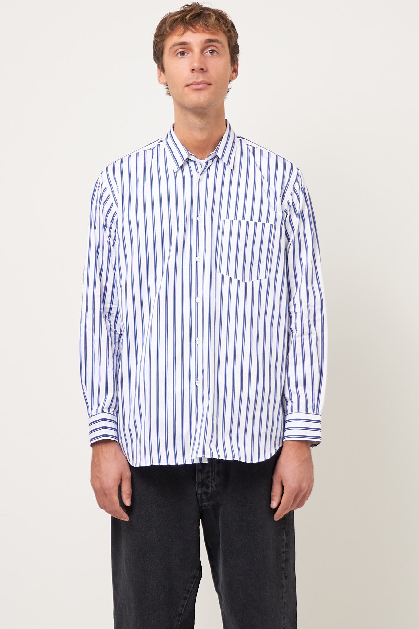 CdG Forever Shirt Blue Double Stripe
