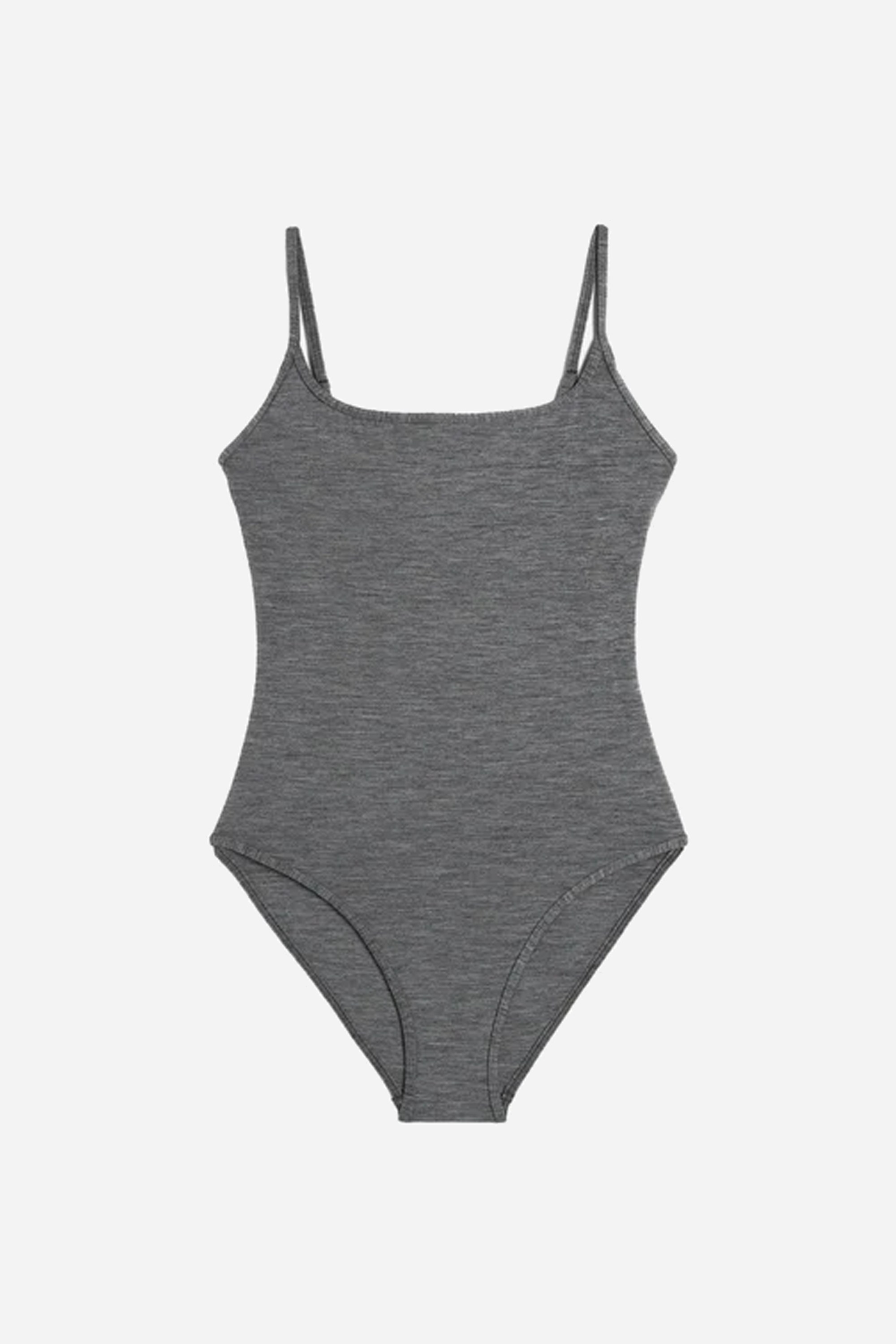 Square-Neck Swimsuit Grey Melange