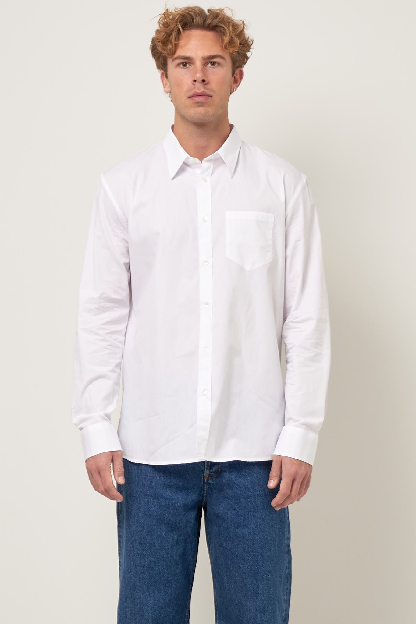 Brook Shirt Solid White Online salg