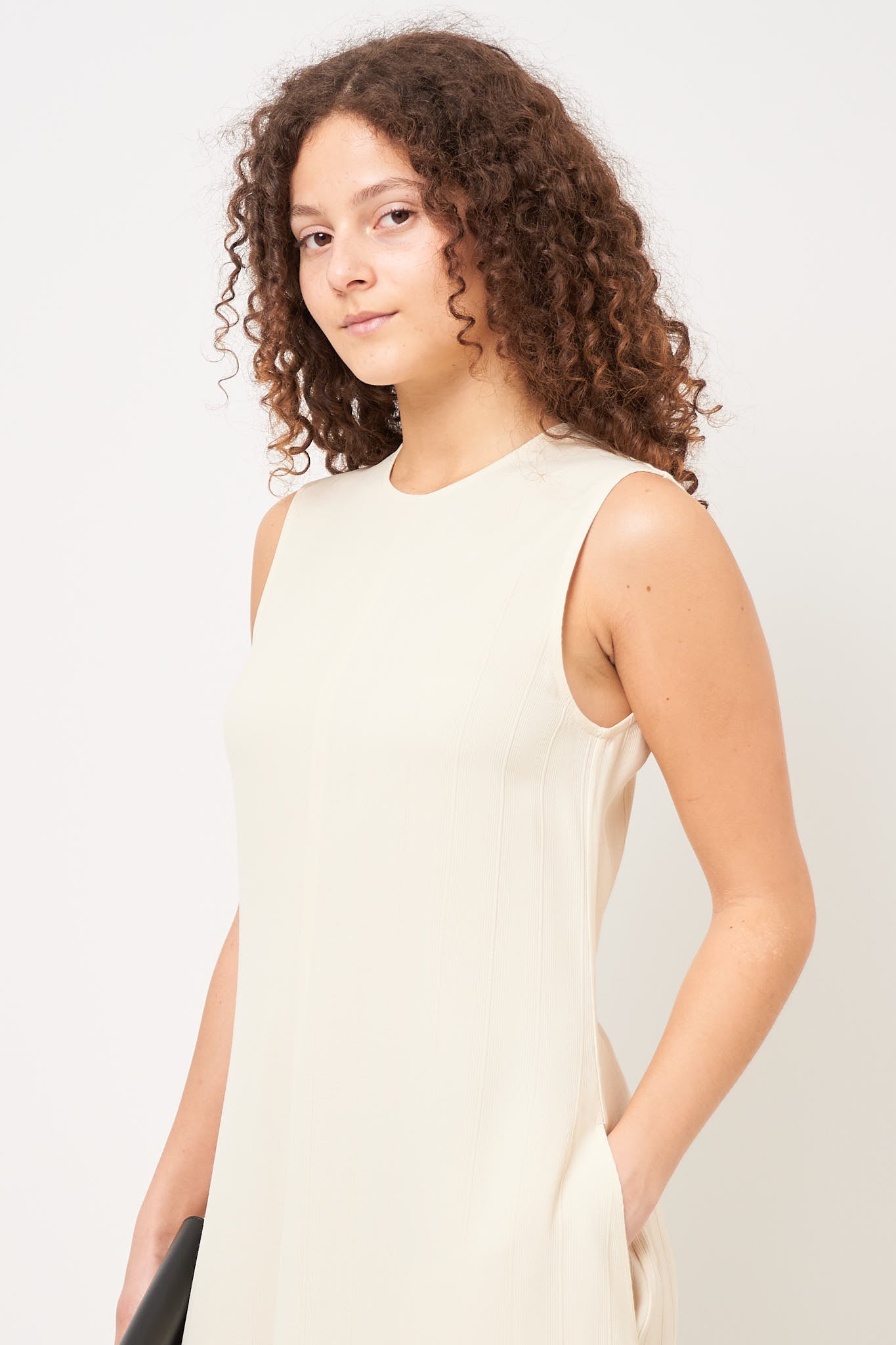 Woven Stripe Dress Ecru