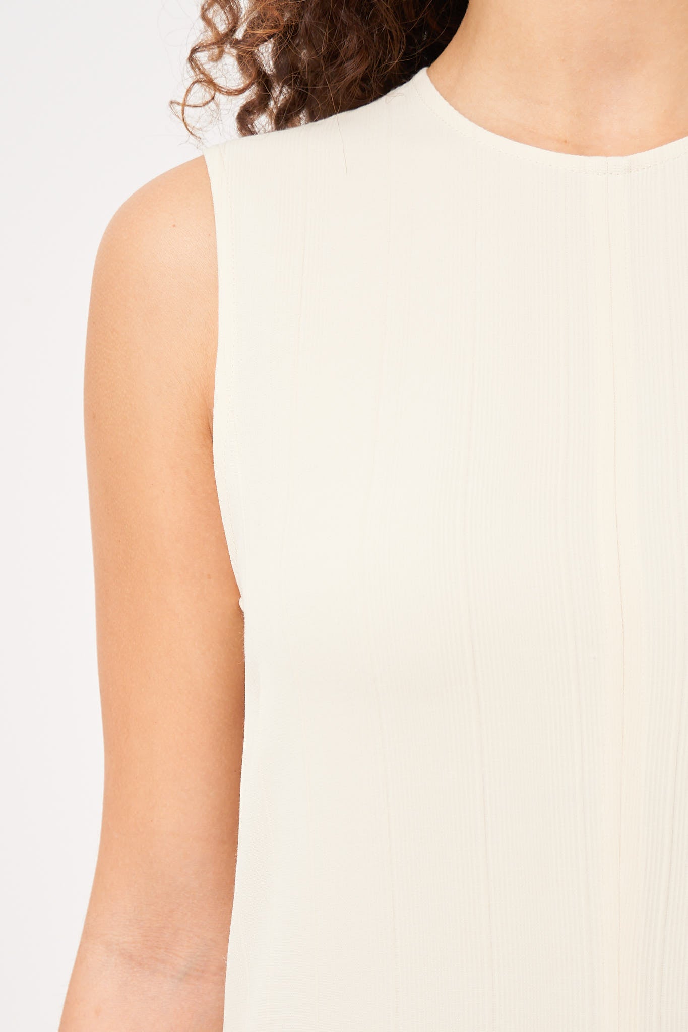 Woven Stripe Dress Ecru