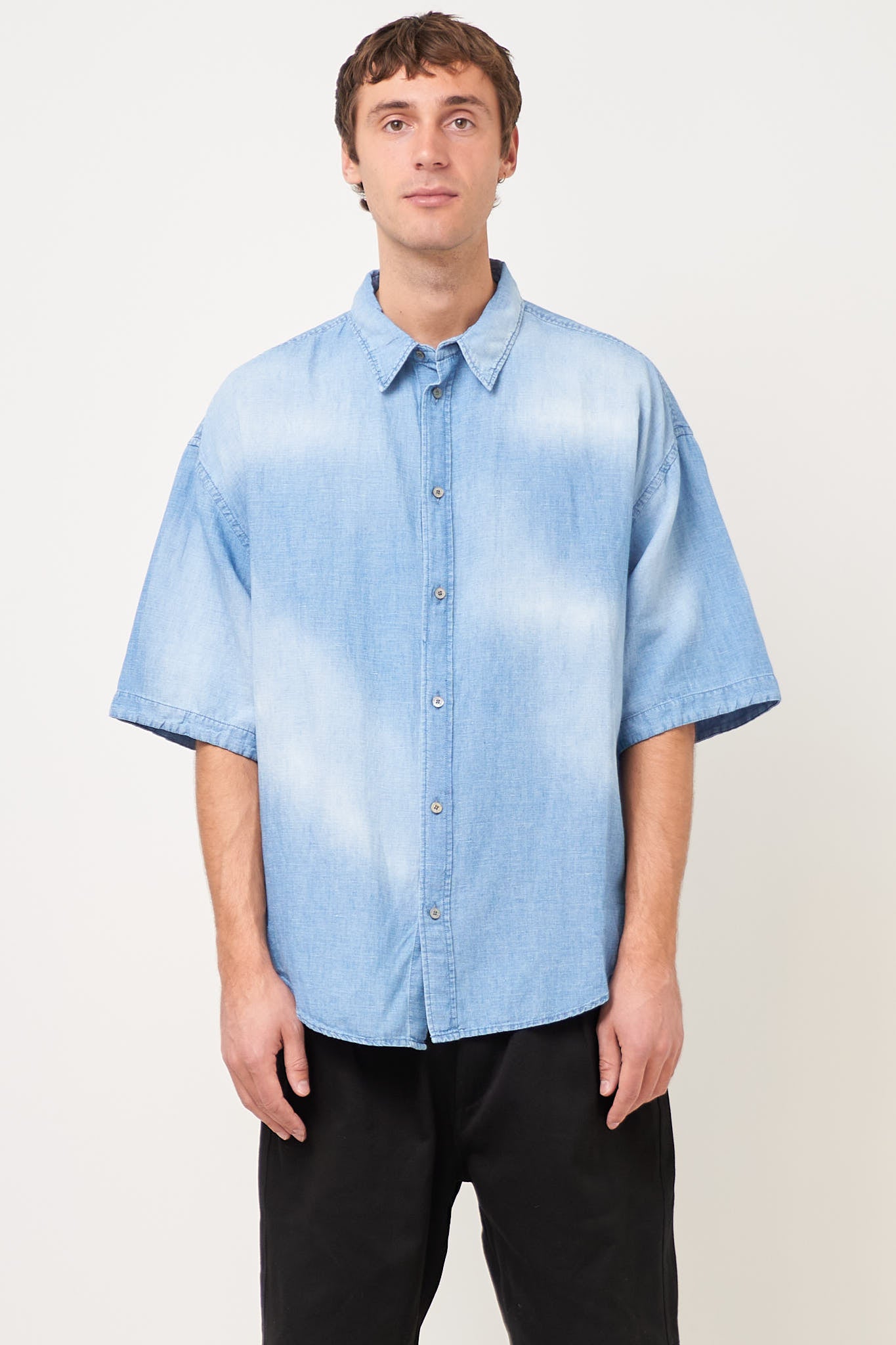 Button-Up Shirt Logo Stamp Mid Blue