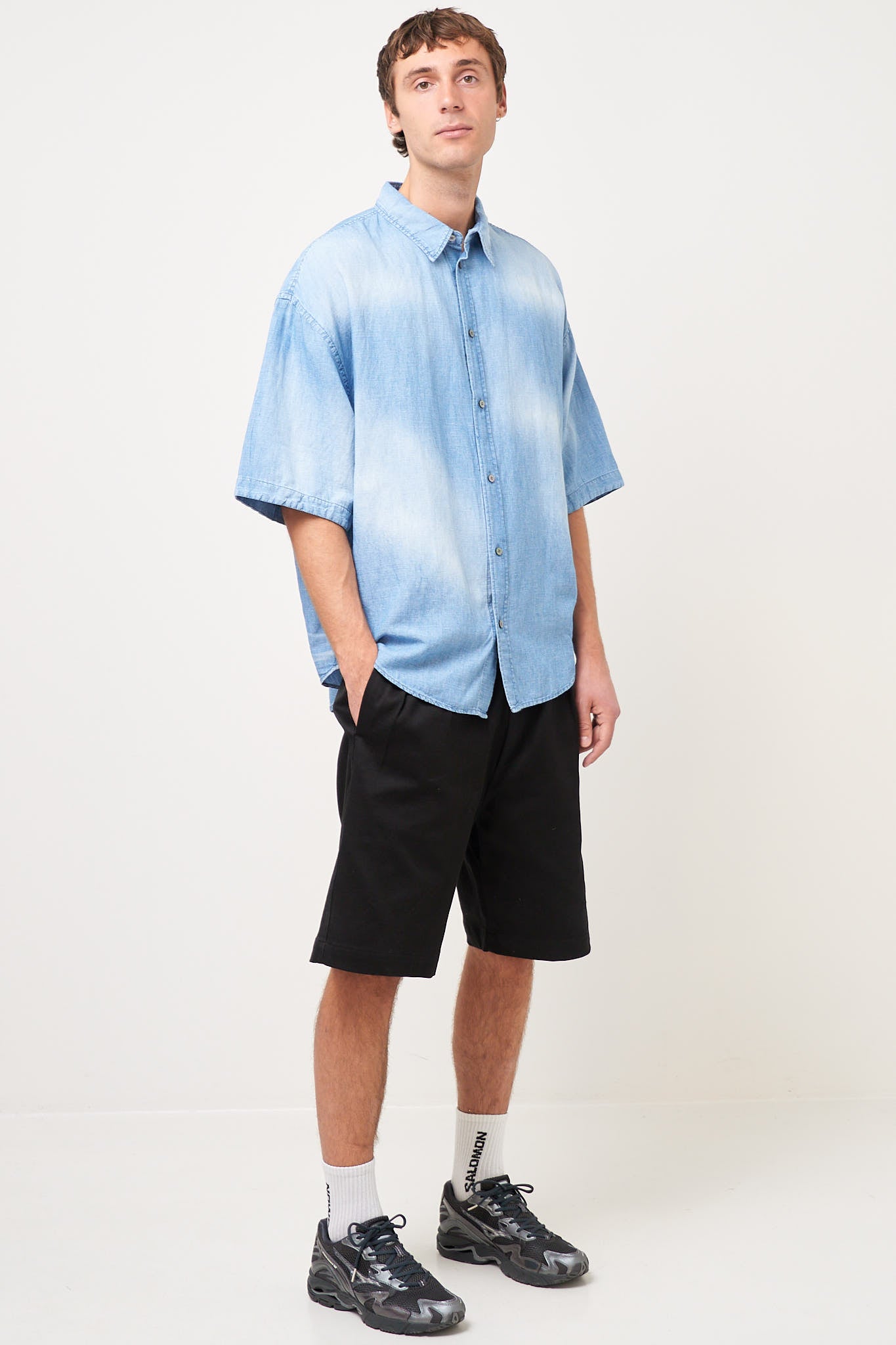 Button-Up Shirt Logo Stamp Mid Blue