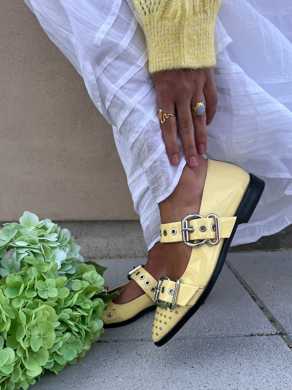 Copenhagen Shoes Future Vibes Patent Ballerina Yellow